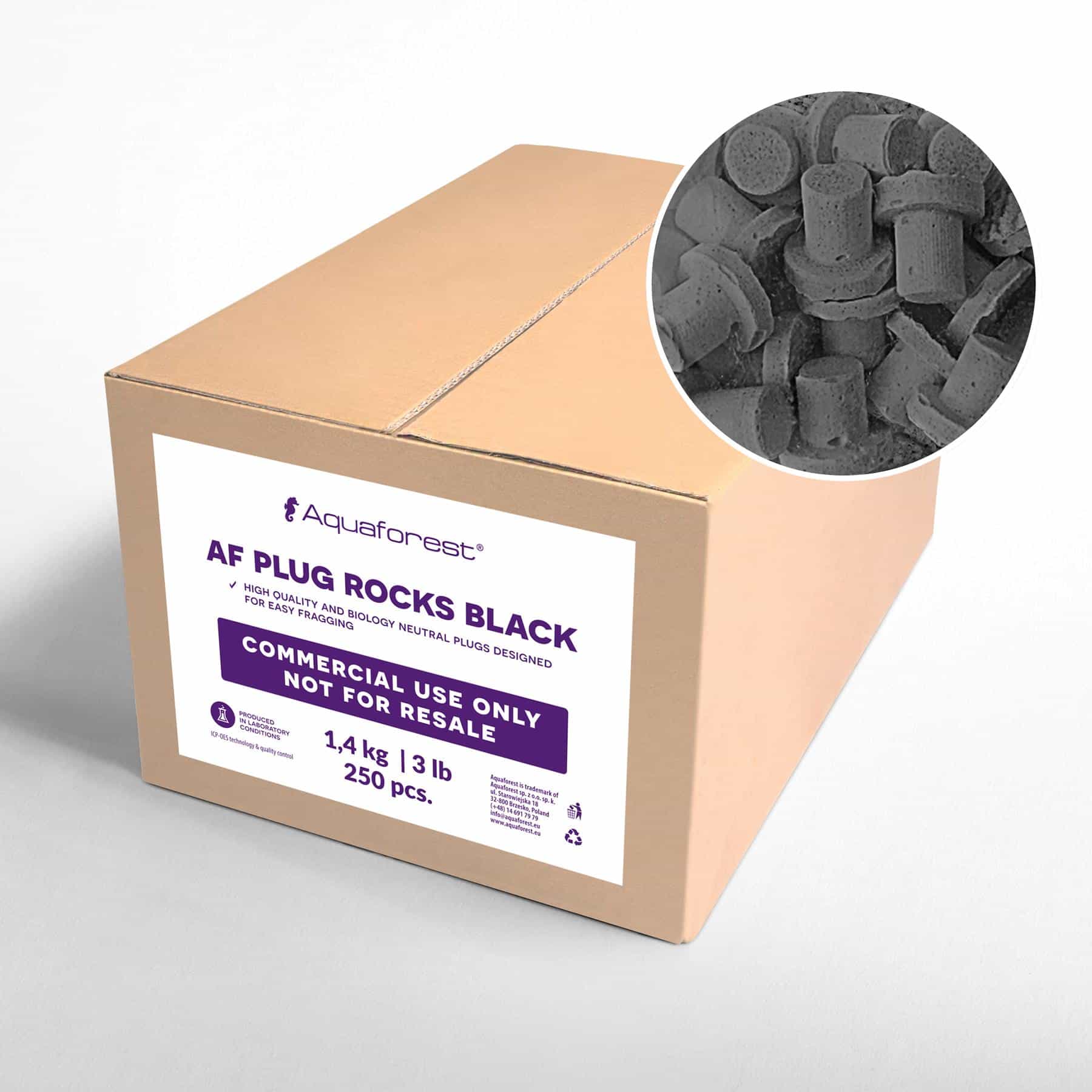 Aquaforest AF Plug Rocks Black 250 pcs. Commercial